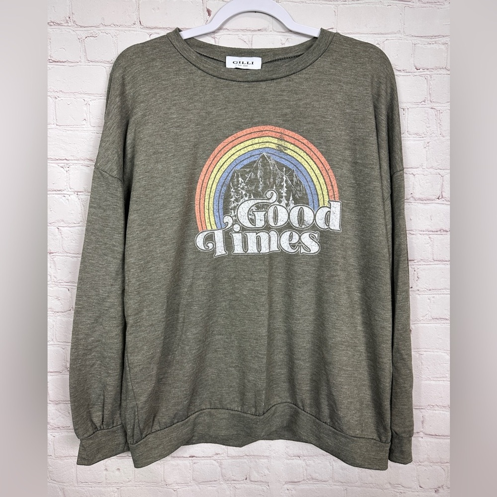 Gilli Good Times Rainbow Long Sleeve shirt Tee Womens sz M